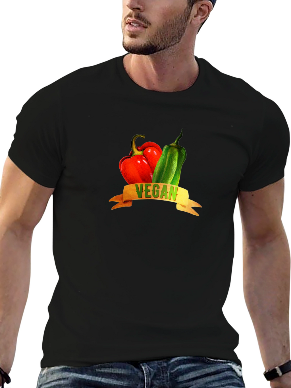 Vegan Peppers Graphic Tee - Black