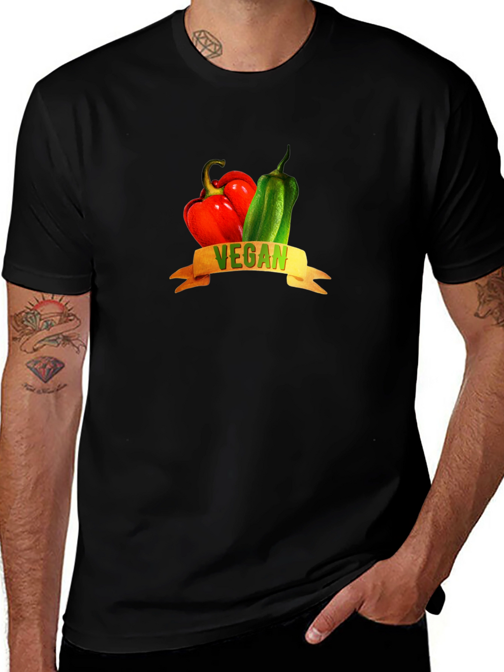 Vegan Peppers Graphic Tee - Black