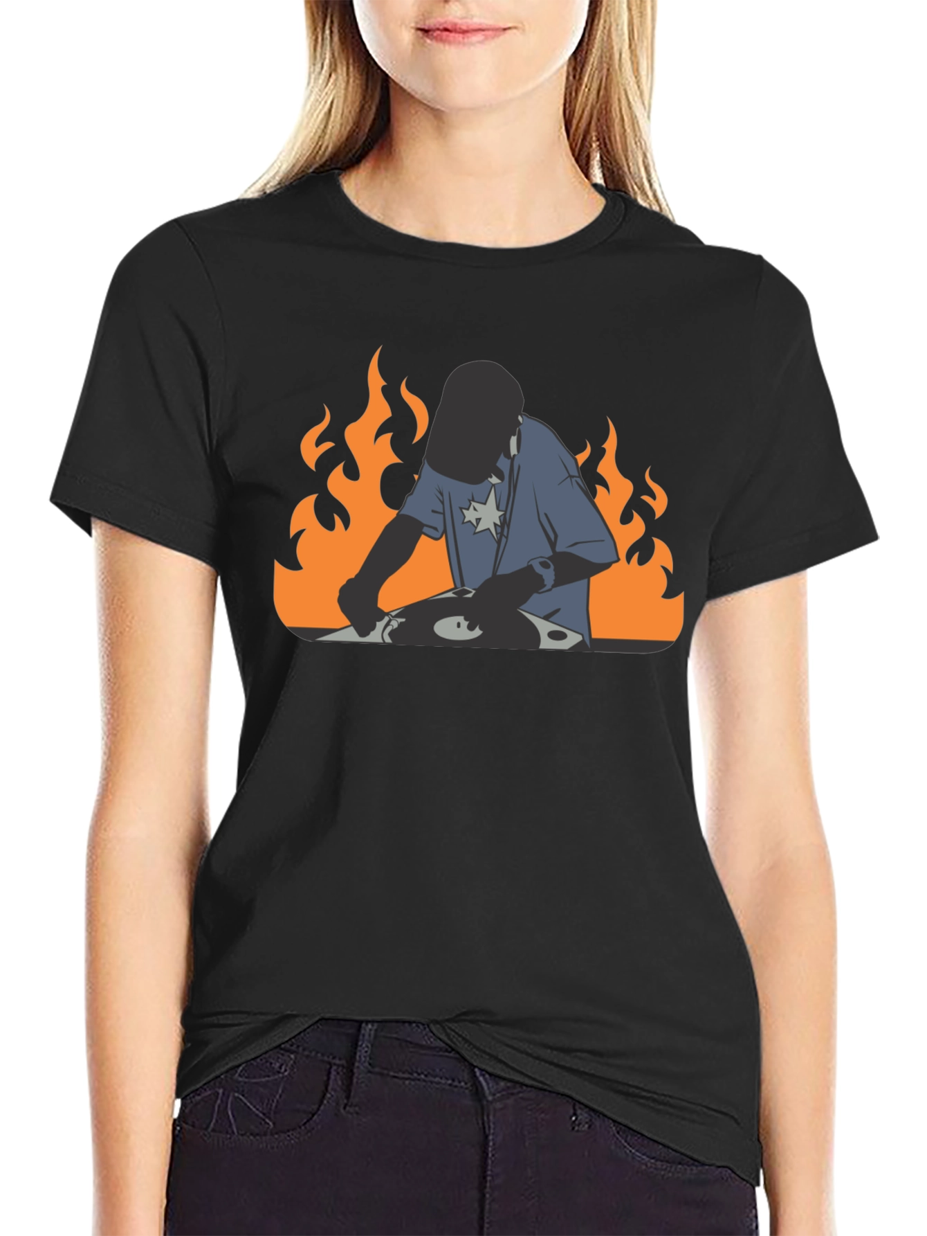 DJ on Fire Black T-Shirt