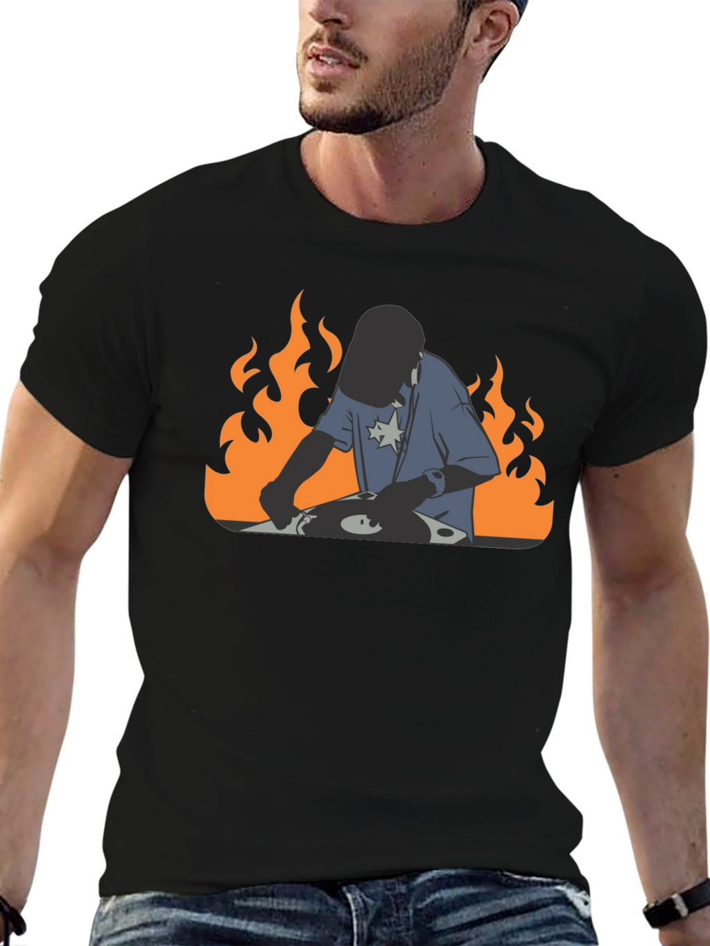DJ on Fire Black T-Shirt