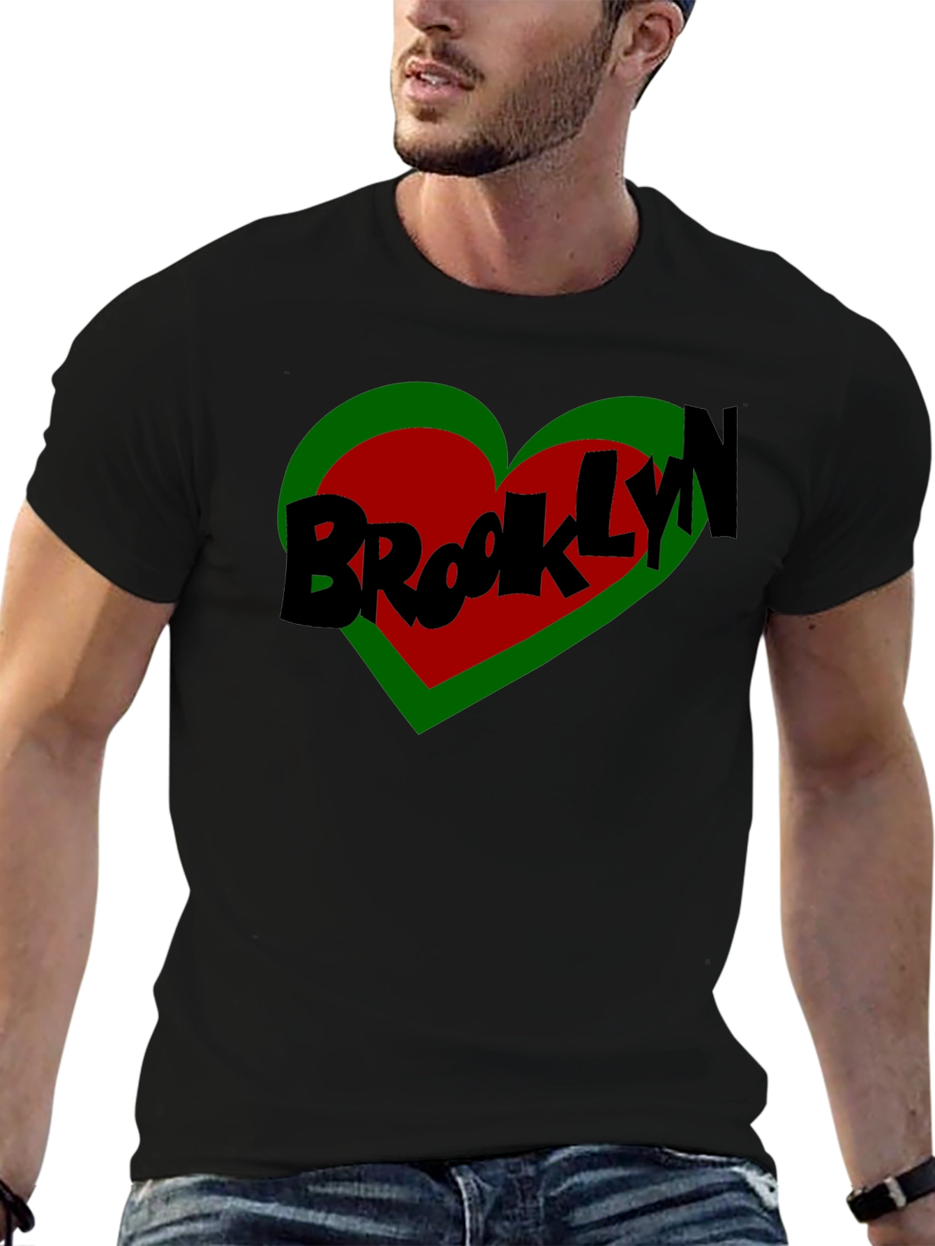 Brooklyn Heart Graphic Tee - Stylish Black T-Shirt