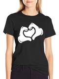 Heart Hands Graphic Tee - Black Cotton T-Shirt