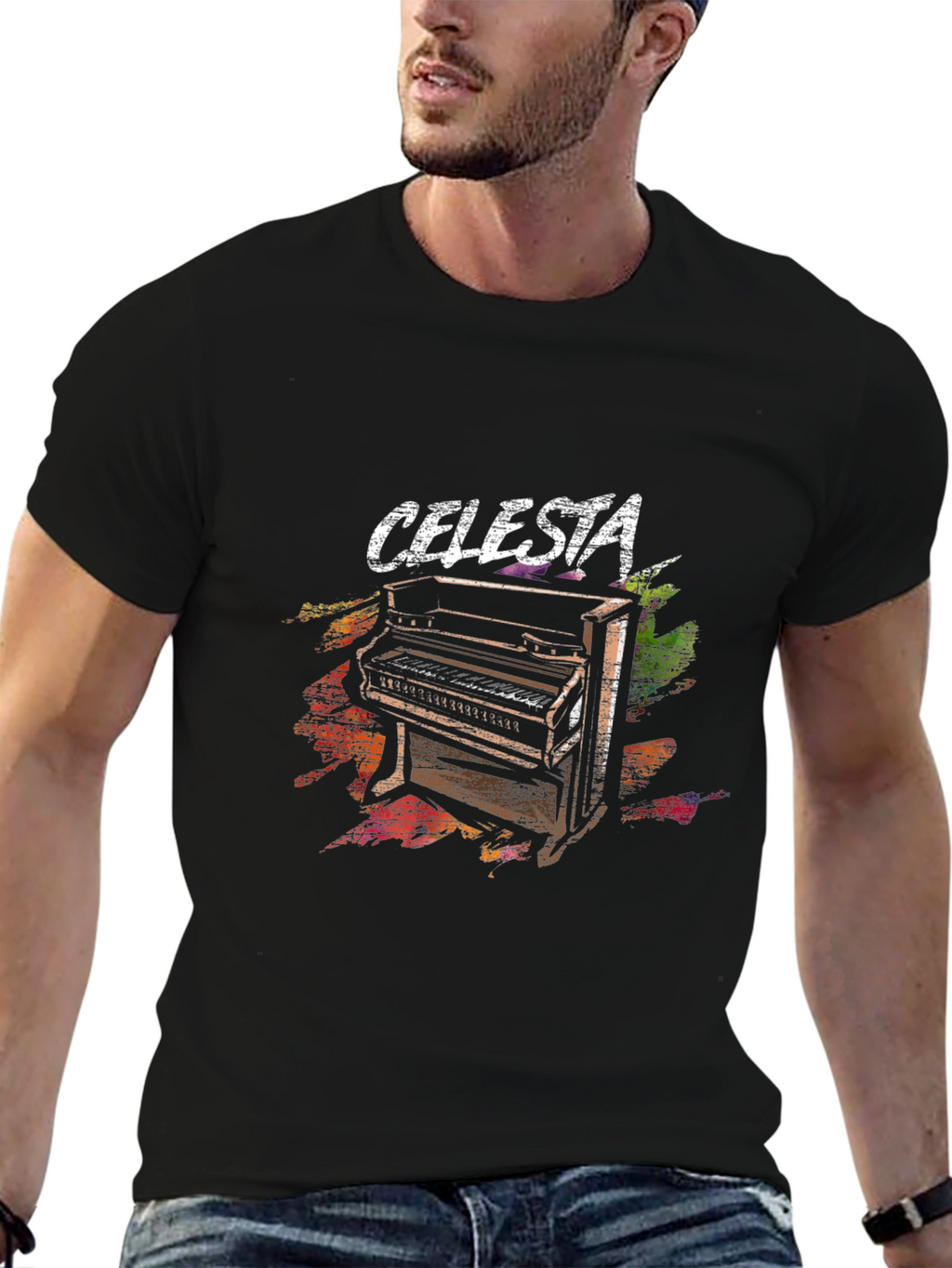 Celesta Piano Graphic Black T-Shirt