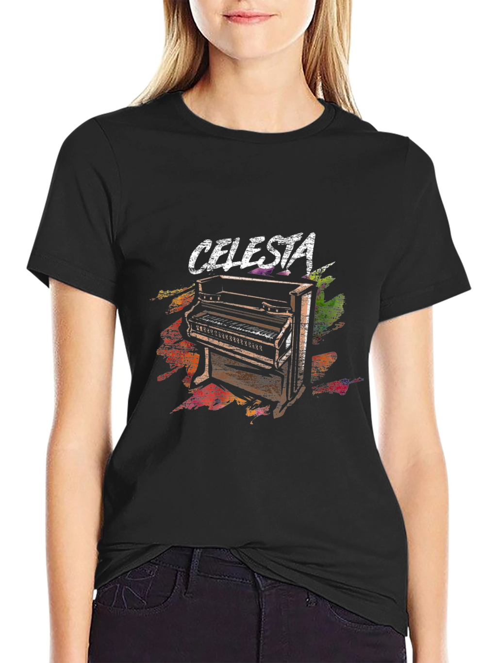 Celesta Piano Graphic Black T-Shirt