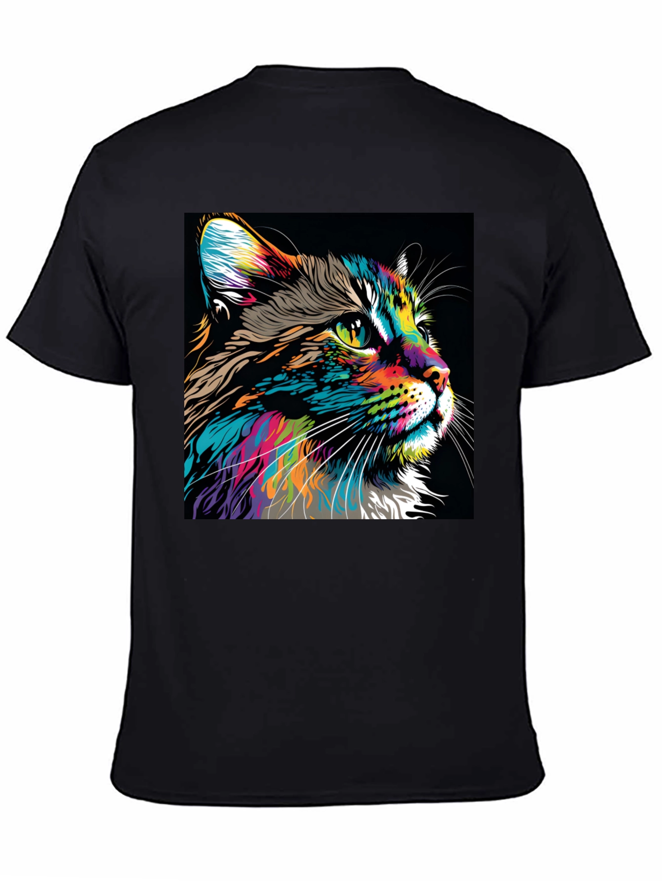 Vibrant Cat Graphic T-Shirt - Colorful Feline Art