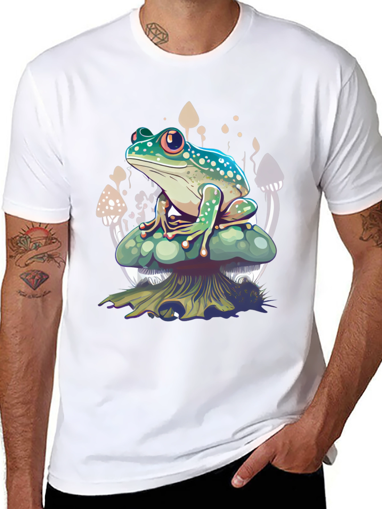 Frog on Mushroom T-Shirt - Unique Graphic Tee