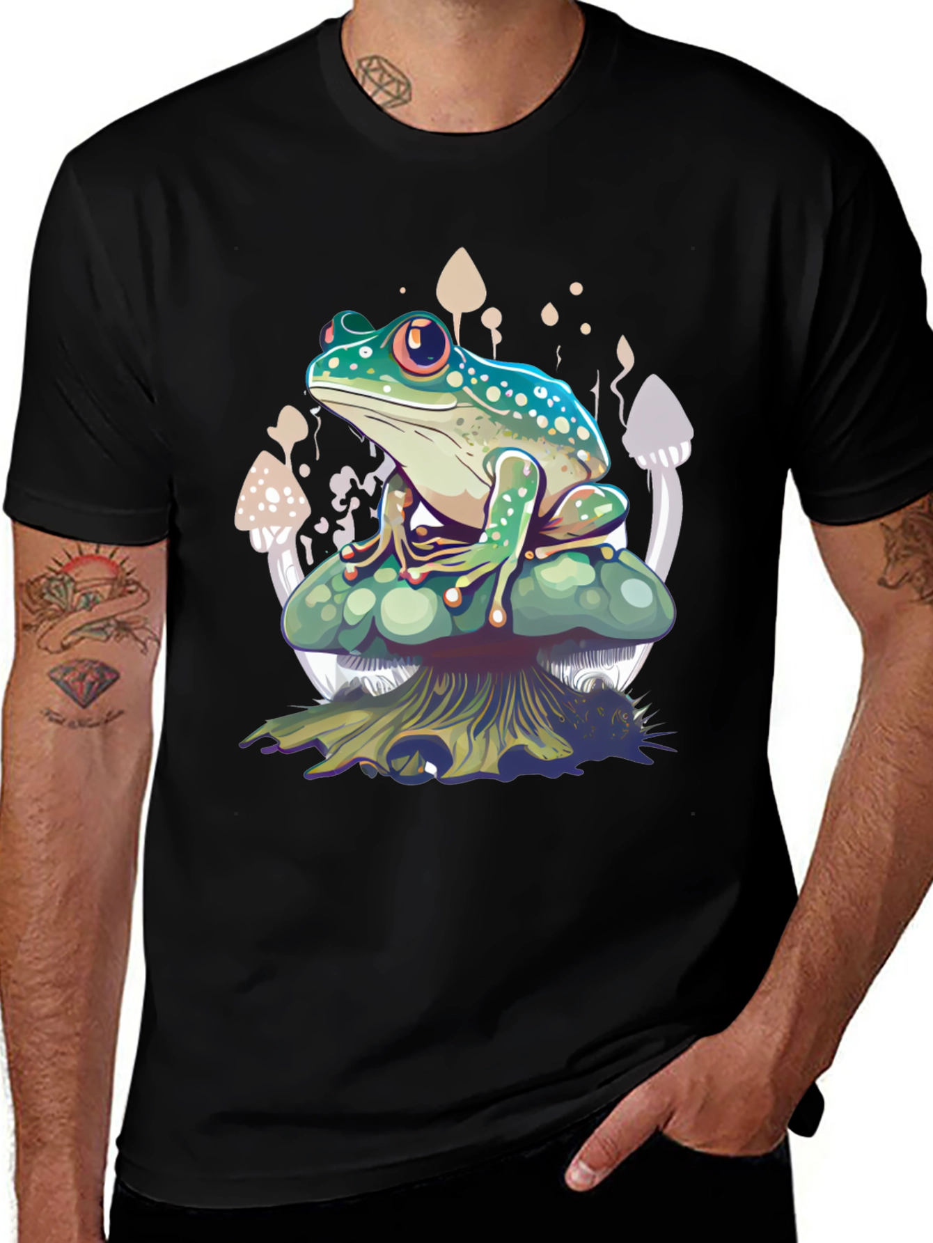 Frog on Mushroom T-Shirt - Unique Graphic Tee