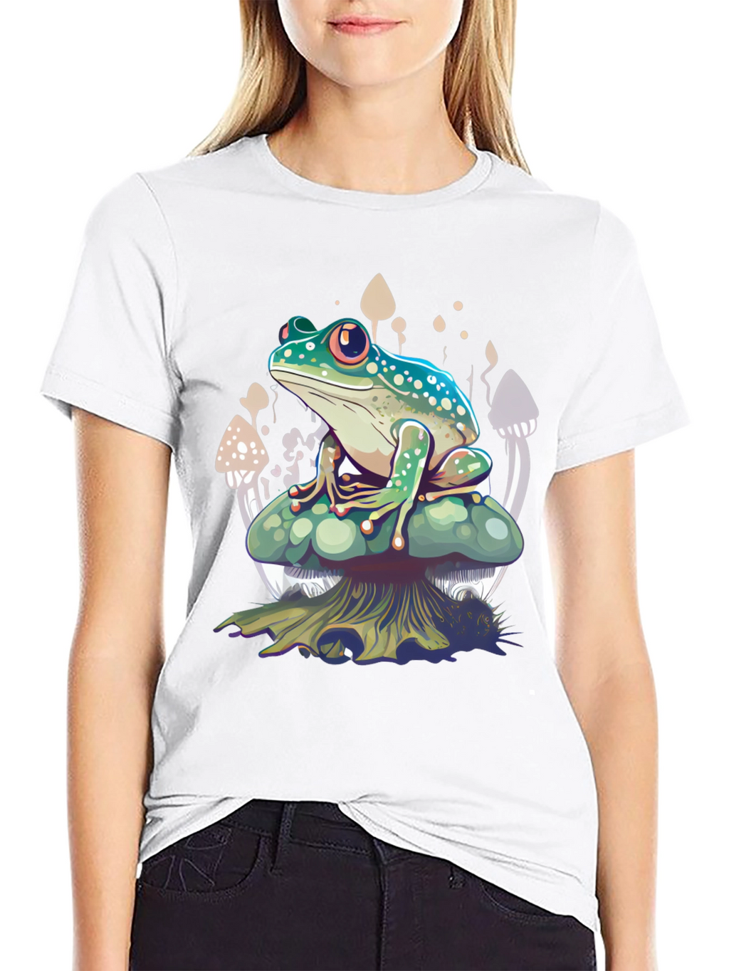Frog on Mushroom T-Shirt - Unique Graphic Tee