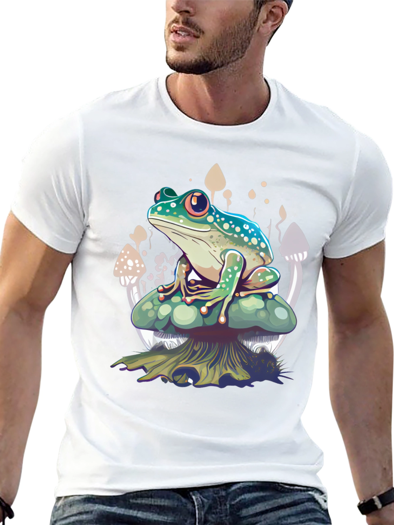 Frog on Mushroom T-Shirt - Unique Graphic Tee