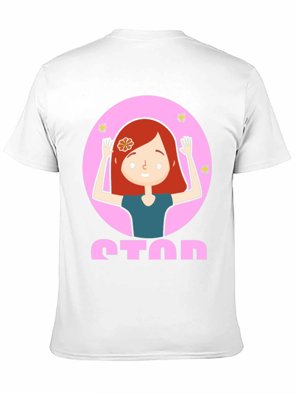 Cartoon Girl Stop Sign Graphic Tee - Unisex