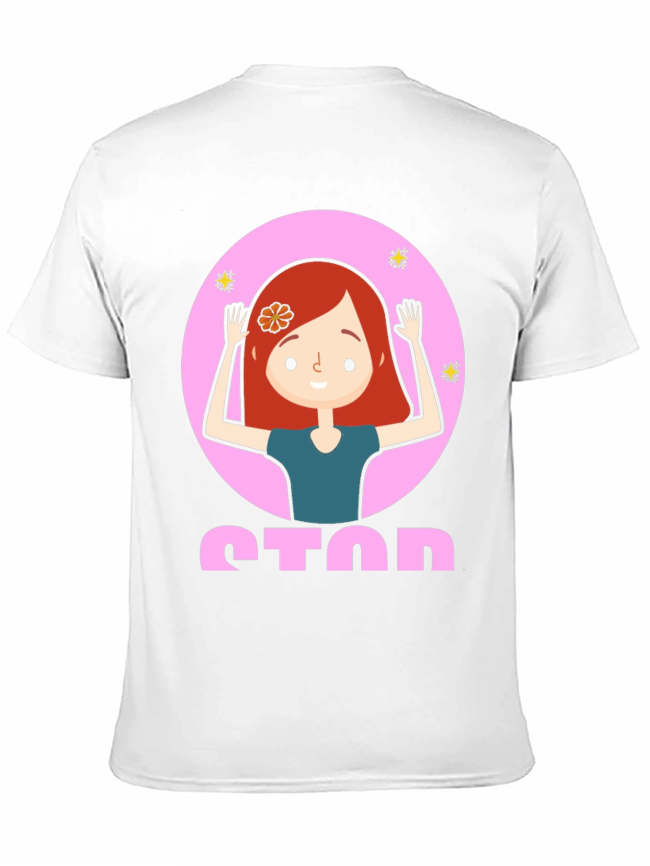 Cartoon Girl Stop Sign Graphic Tee - Unisex