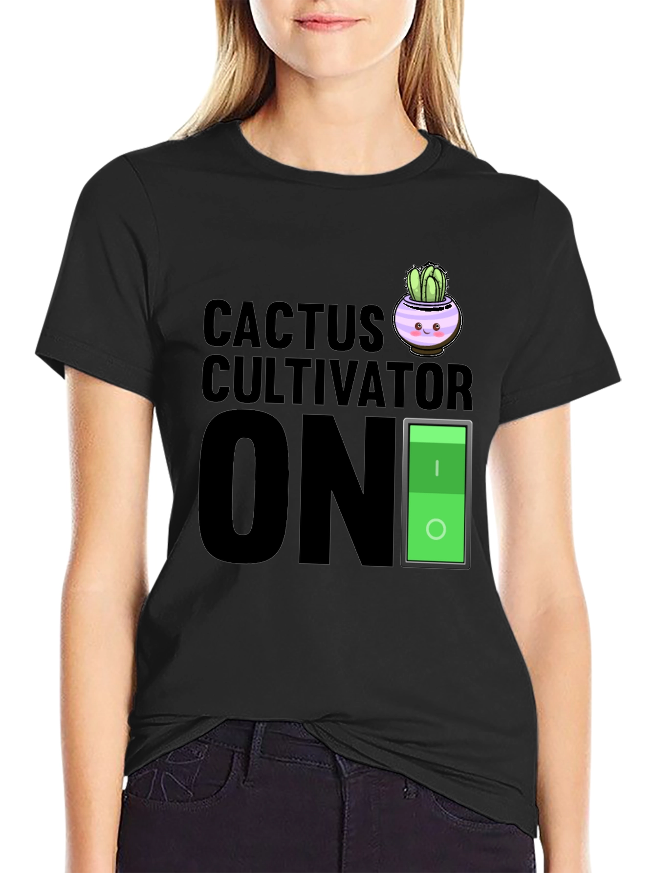 Cactus Cultivator ON Black Graphic T-Shirt