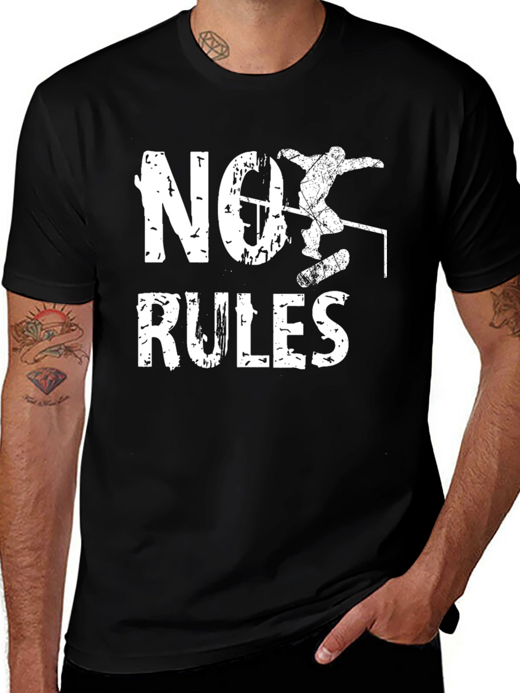 No Rules Skateboard T-Shirt - Black Graphic Tee