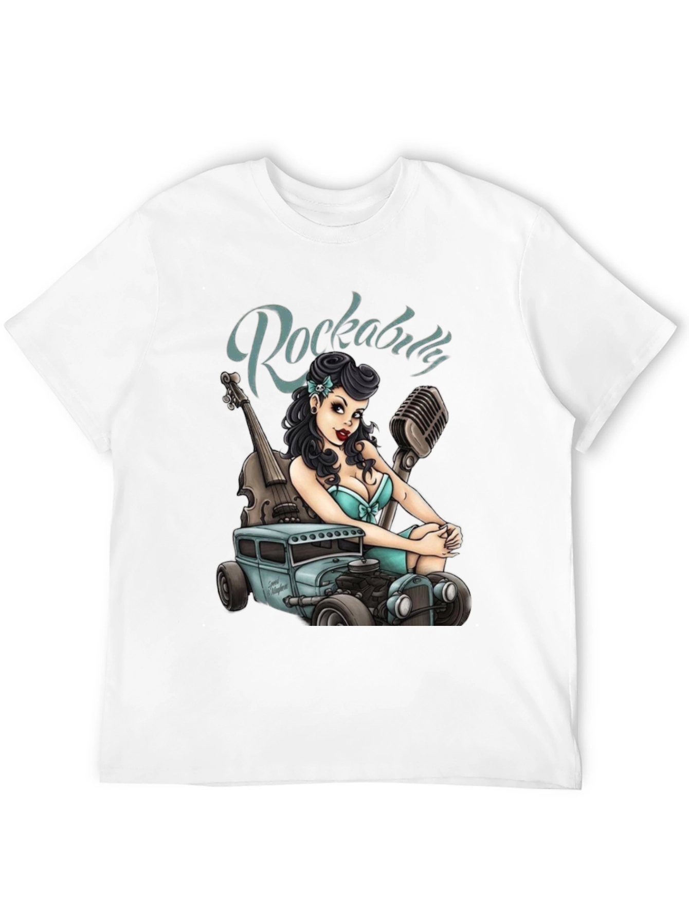 Rockabilly Girl & Hot Rod Graphic T-Shirt