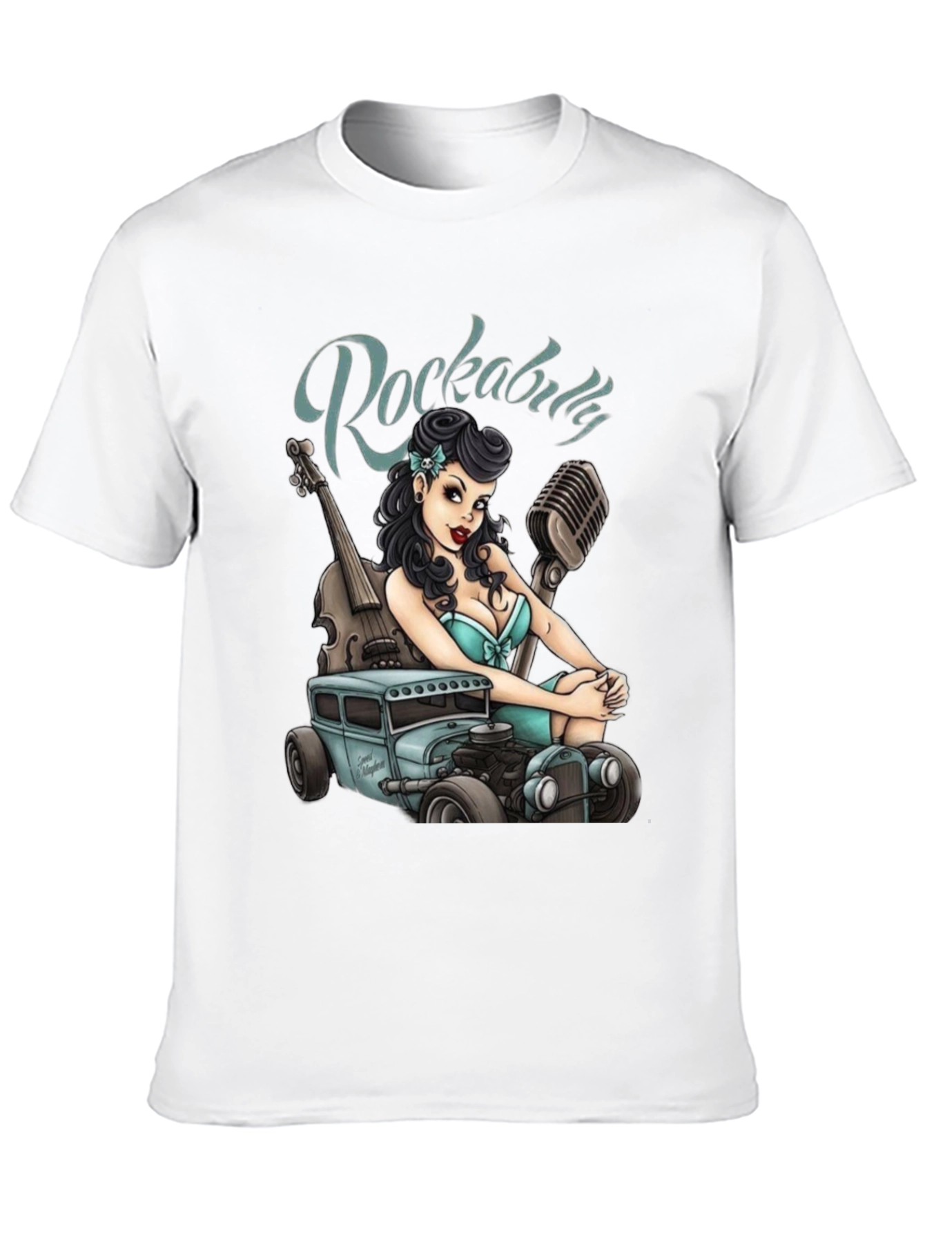 Rockabilly Girl & Hot Rod Graphic T-Shirt