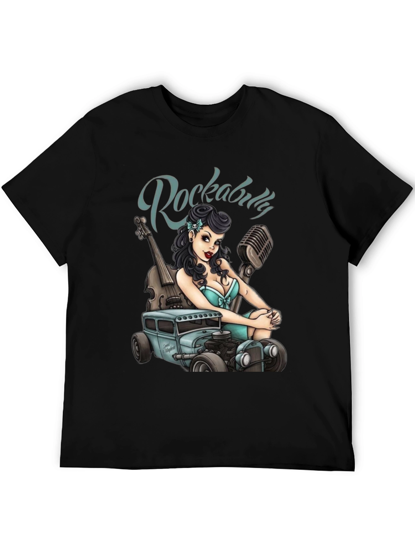 Rockabilly Girl & Hot Rod Graphic T-Shirt