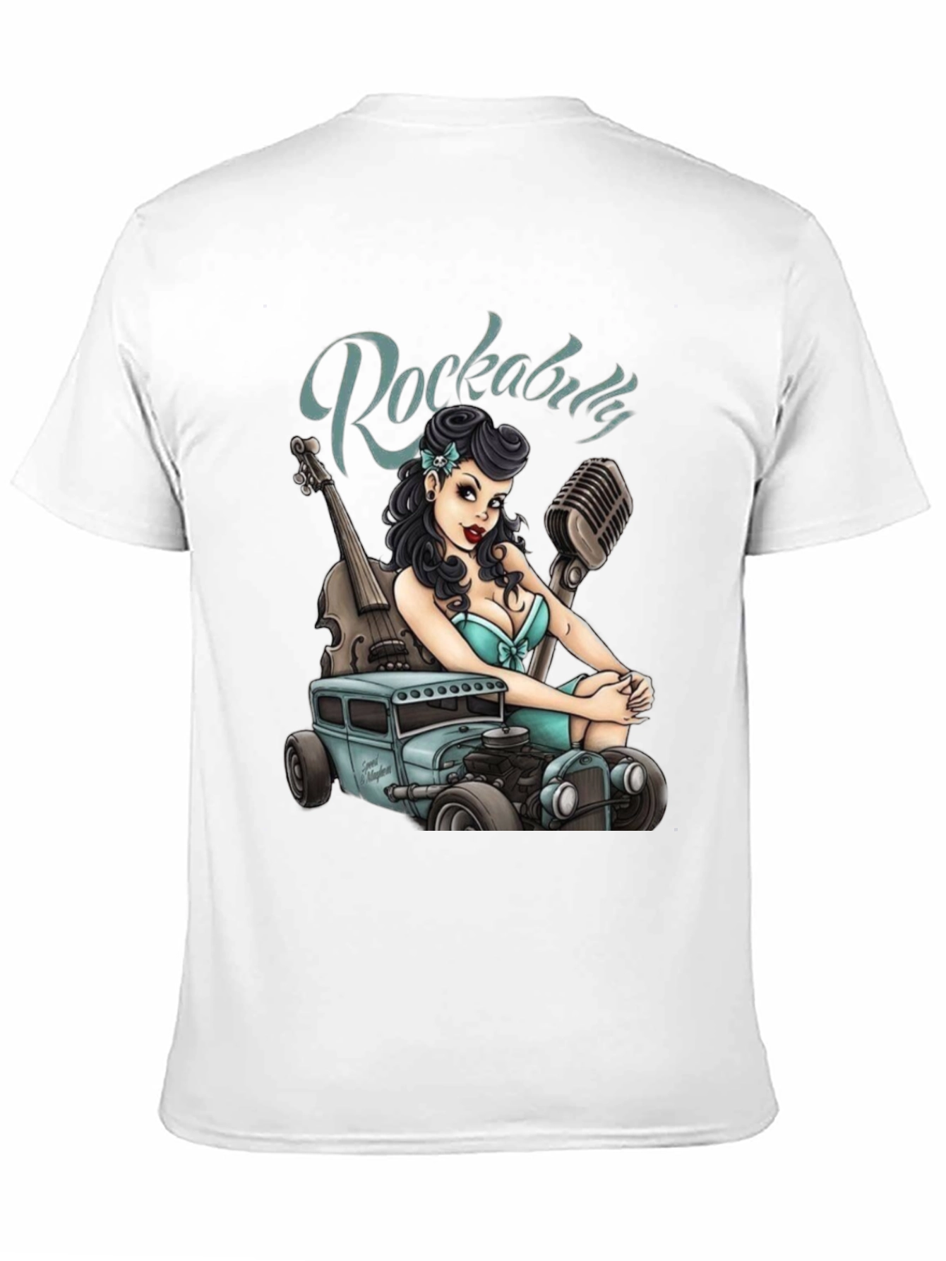 Rockabilly Girl & Hot Rod Graphic T-Shirt