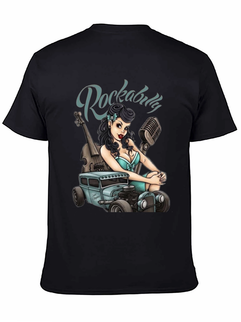 Rockabilly Girl & Hot Rod Graphic T-Shirt
