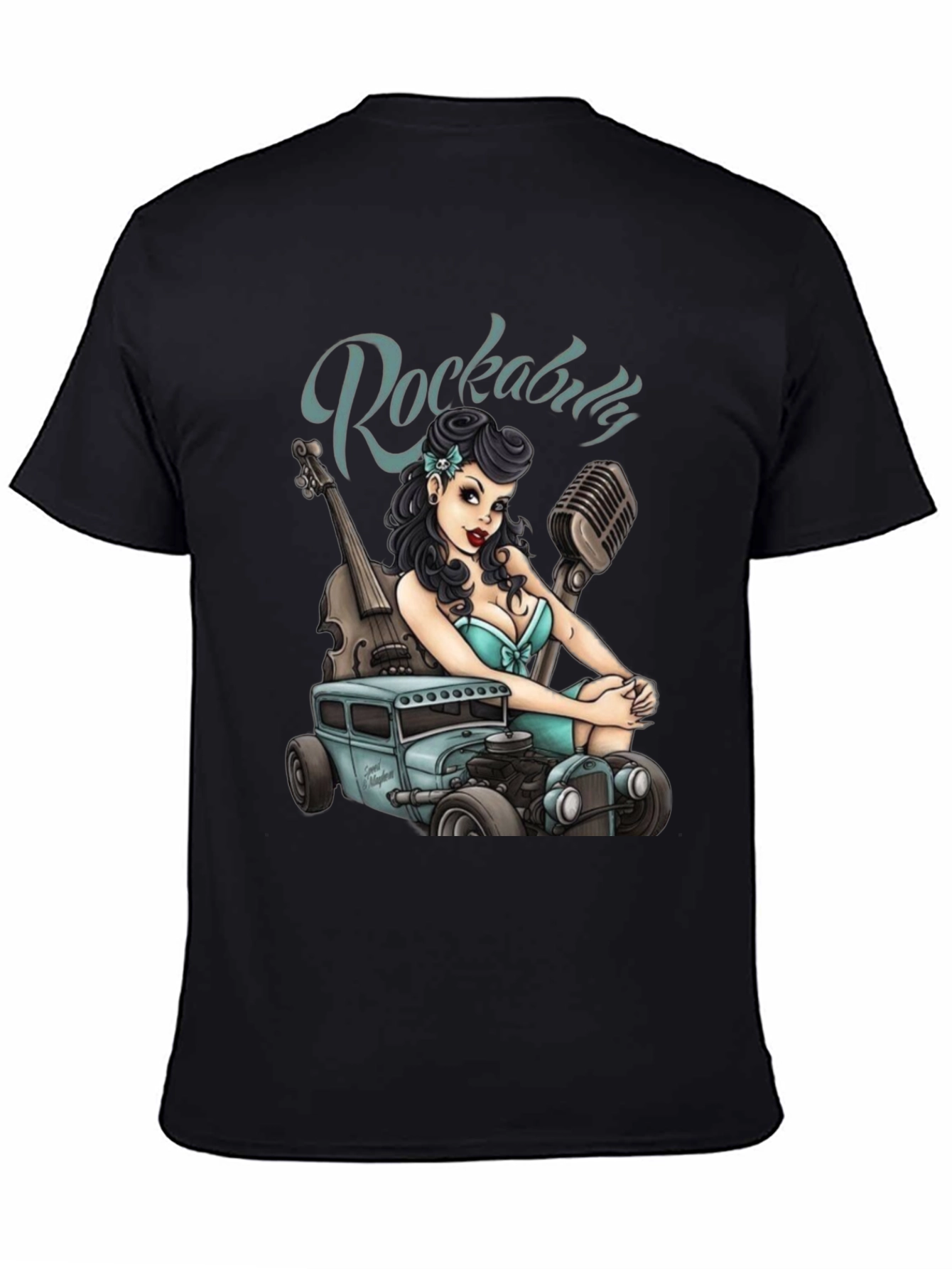 Rockabilly Girl & Hot Rod Graphic T-Shirt