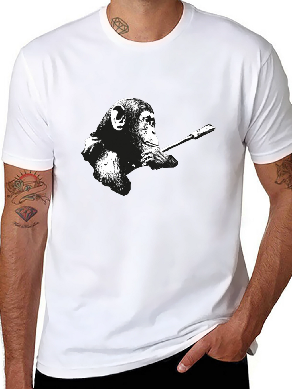 Smoking Monkey Graphic T-Shirt - Cool Black Tee