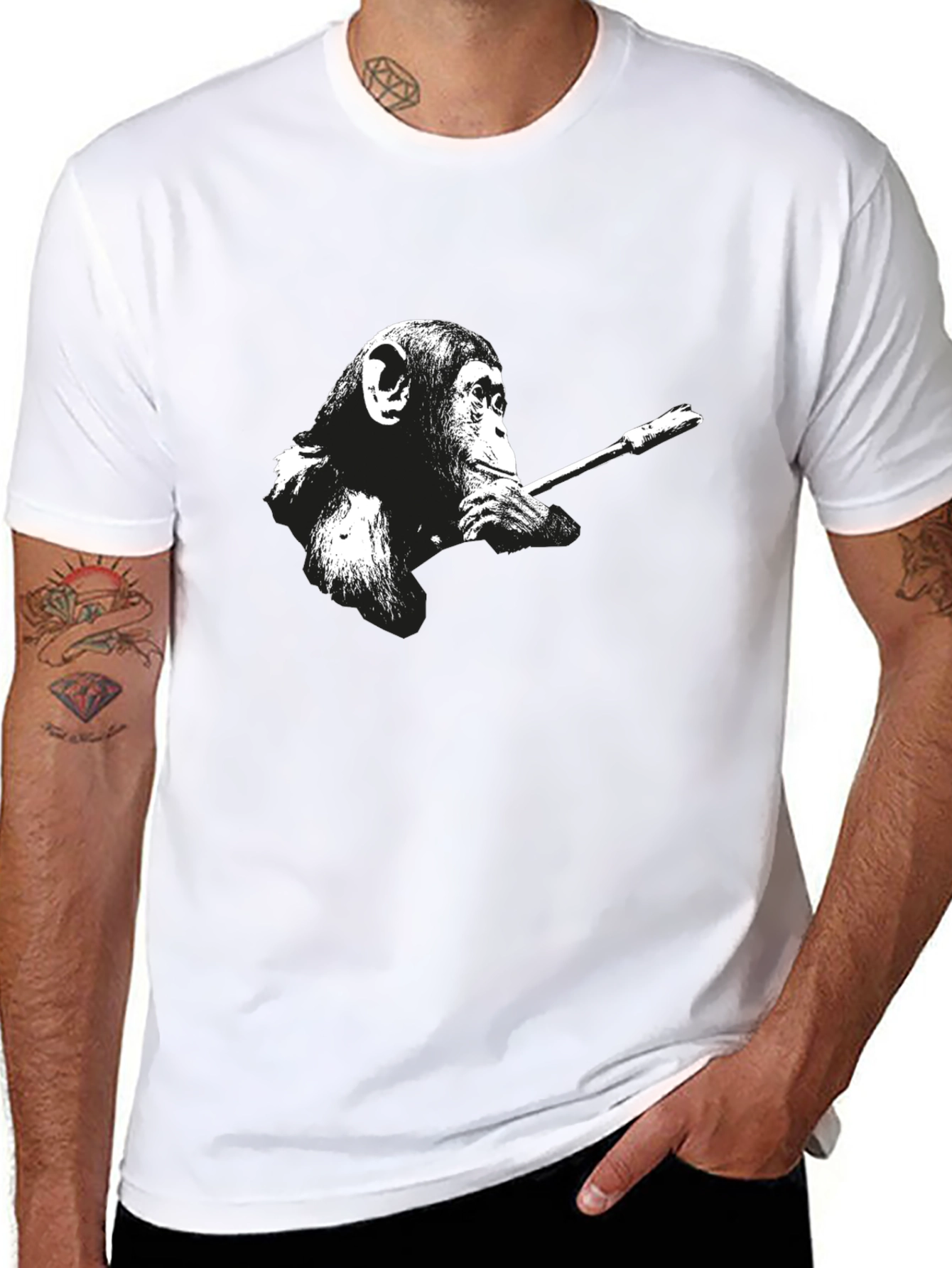 Smoking Monkey Graphic T-Shirt - Cool Black Tee