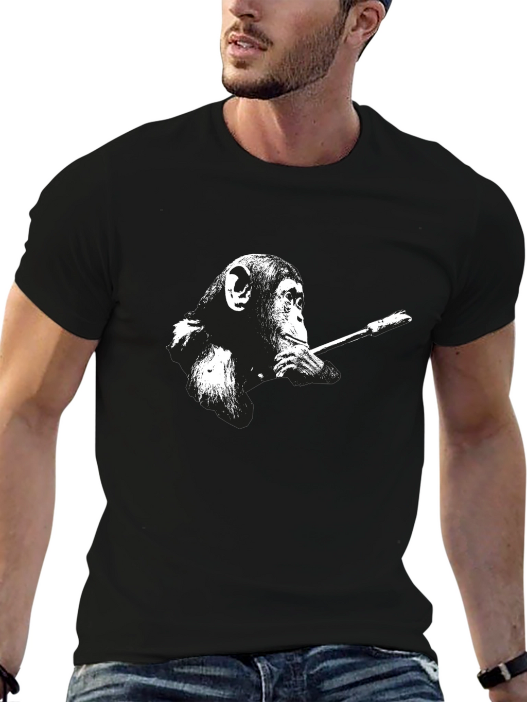 Smoking Monkey Graphic T-Shirt - Cool Black Tee