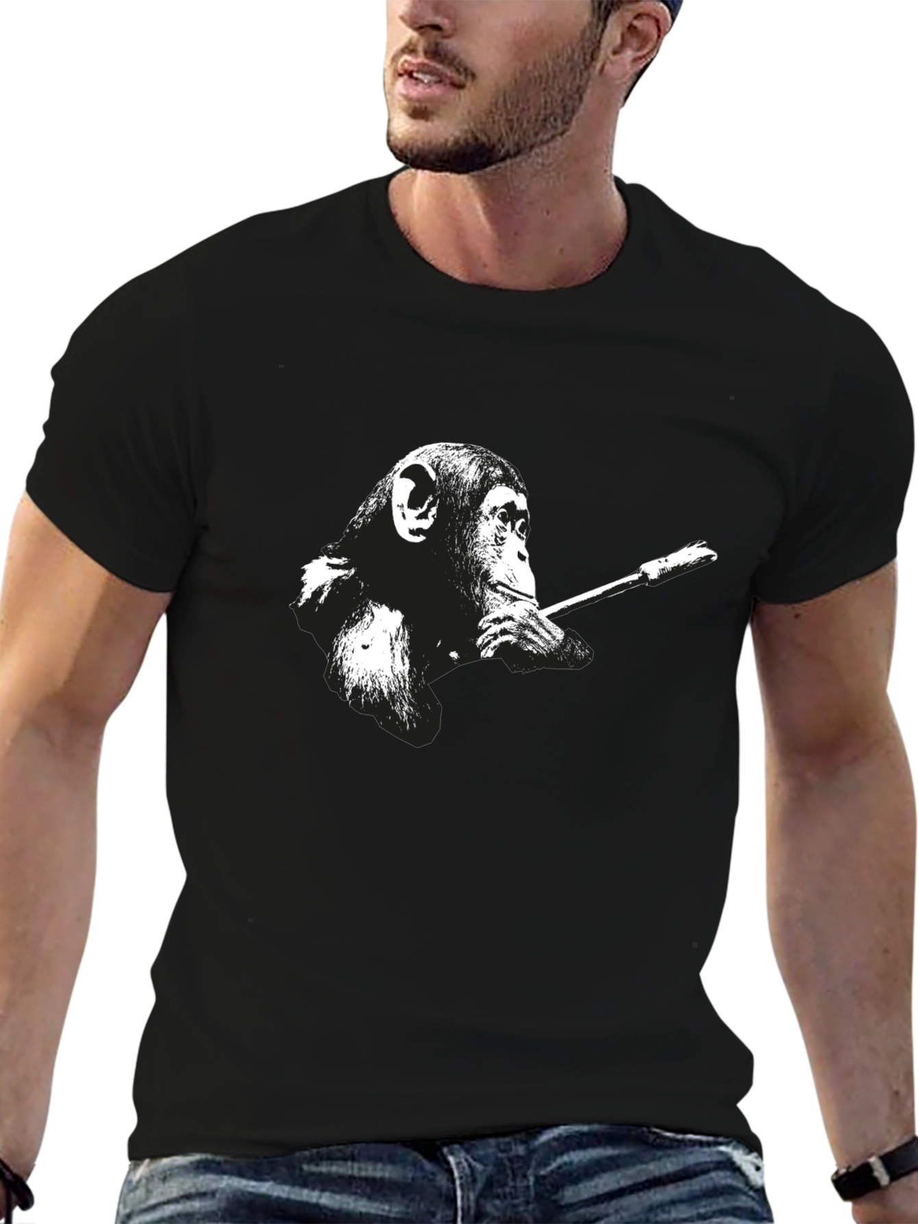 Smoking Monkey Graphic T-Shirt - Cool Black Tee