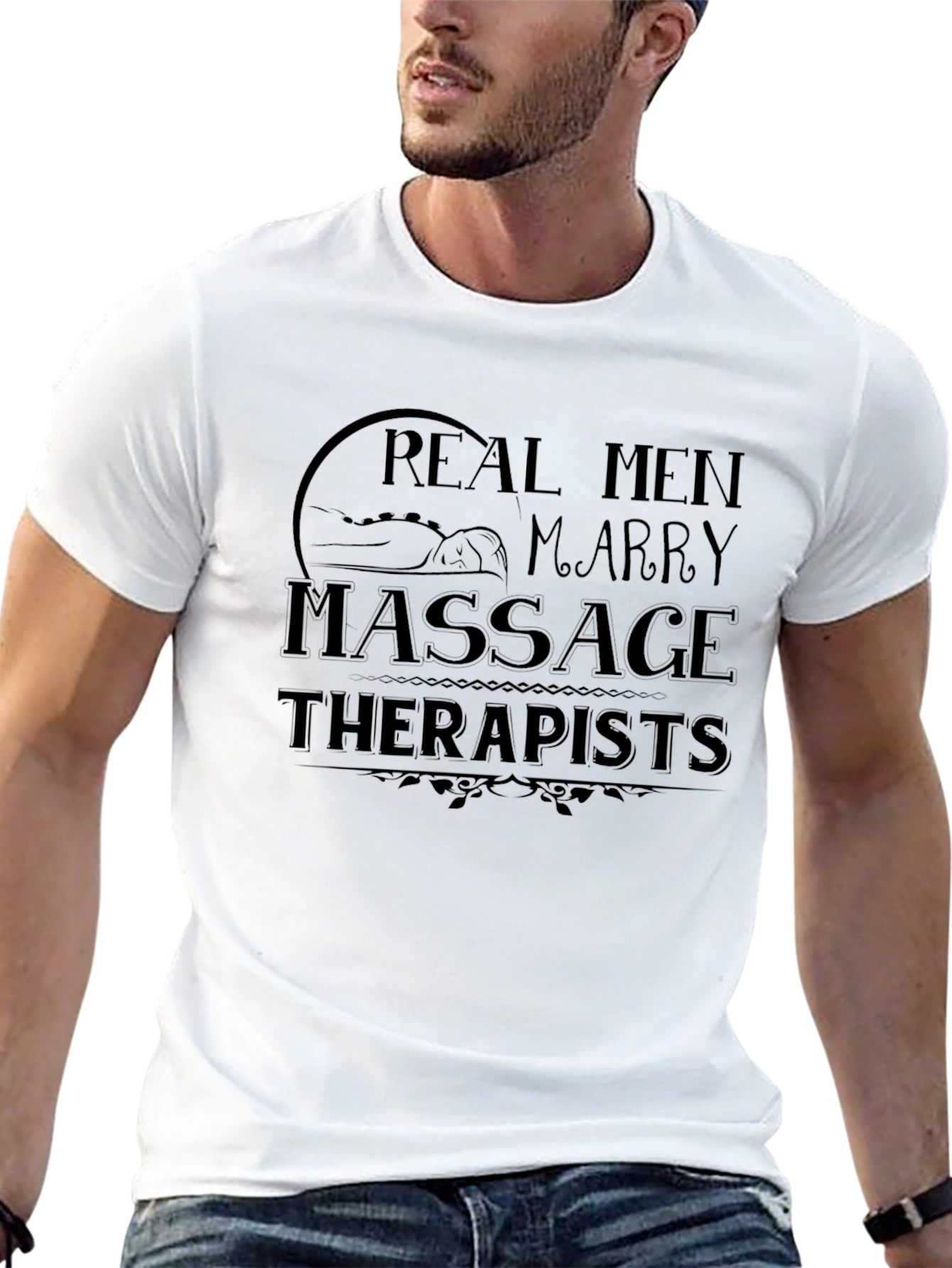 Real Men Marry Massage Therapists Black T-Shirt