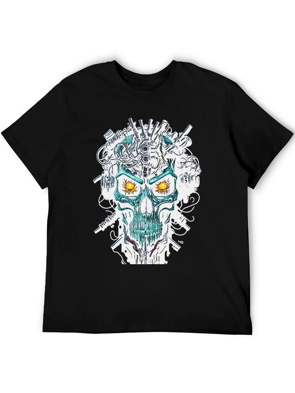 Cyberpunk Skull Graphic T-Shirt - Unique Sci-Fi Design