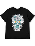 Cyberpunk Skull Graphic T-Shirt - Unique Sci-Fi Design