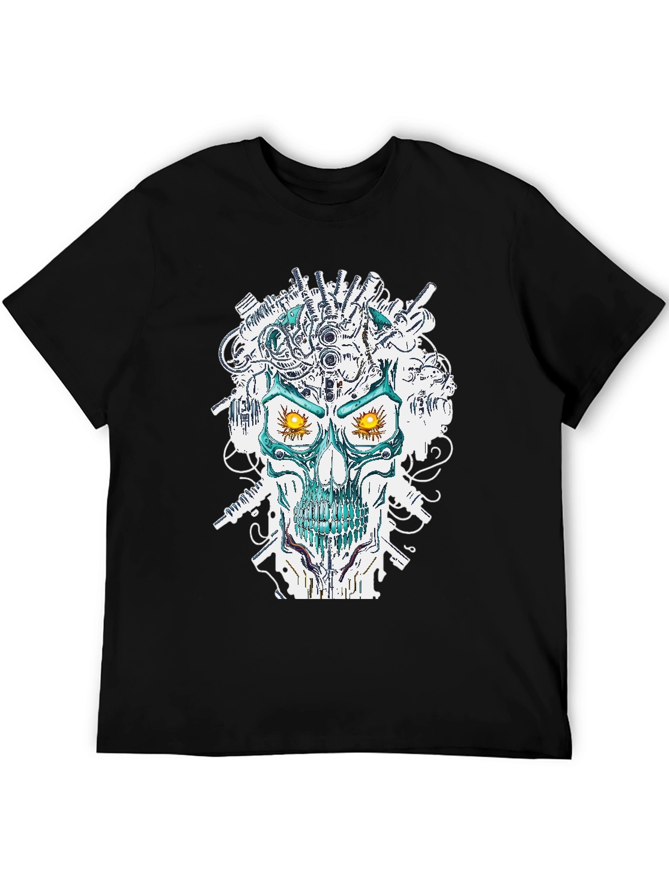 Cyberpunk Skull Graphic T-Shirt - Unique Sci-Fi Design