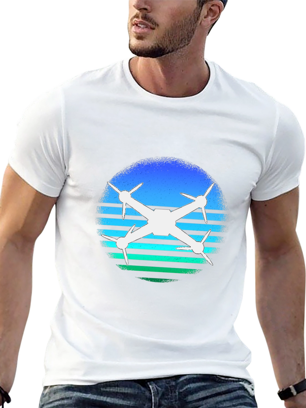 Drone Silhouette T-Shirt - Retro Style