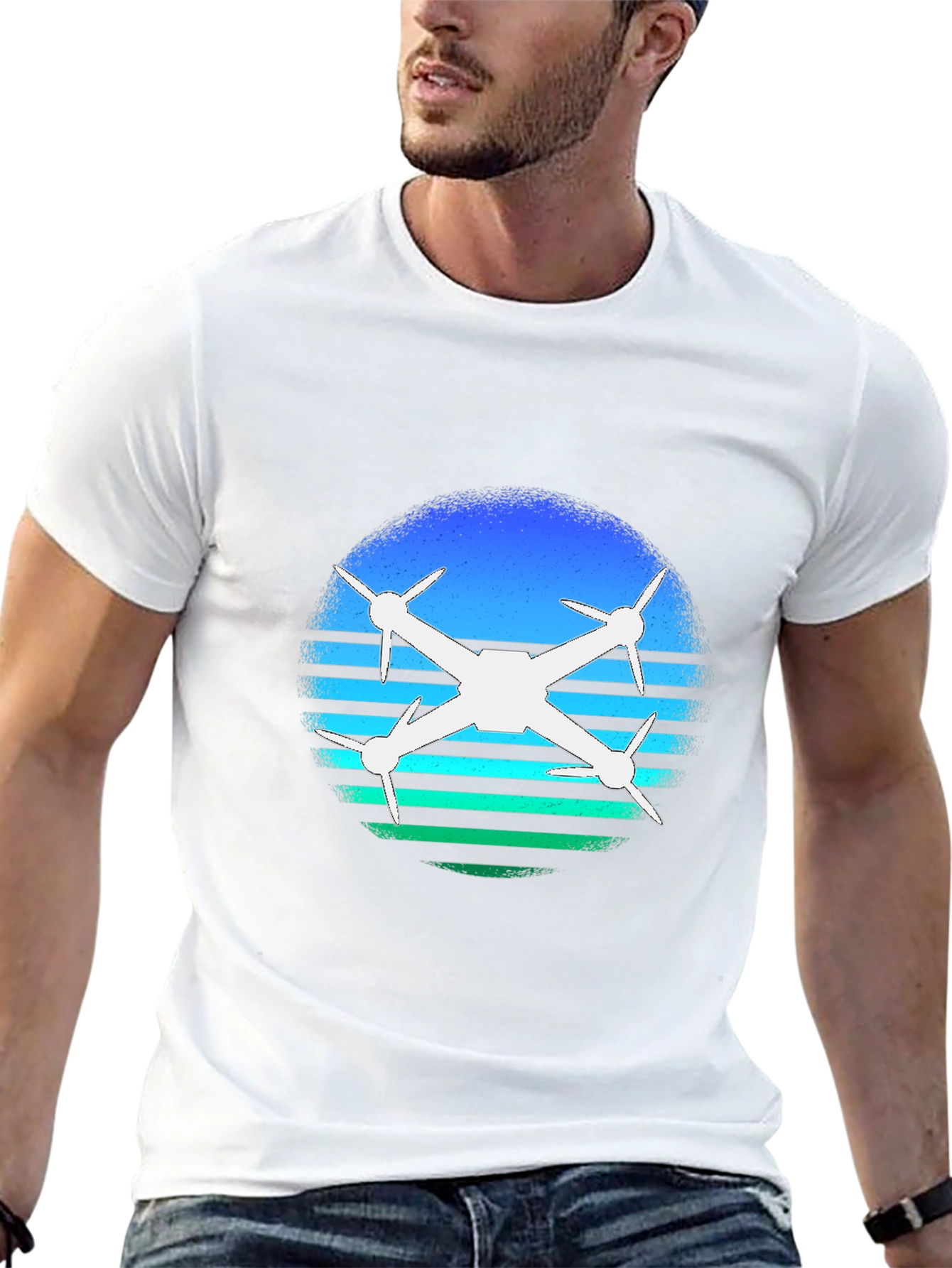 Drone Silhouette T-Shirt - Retro Style