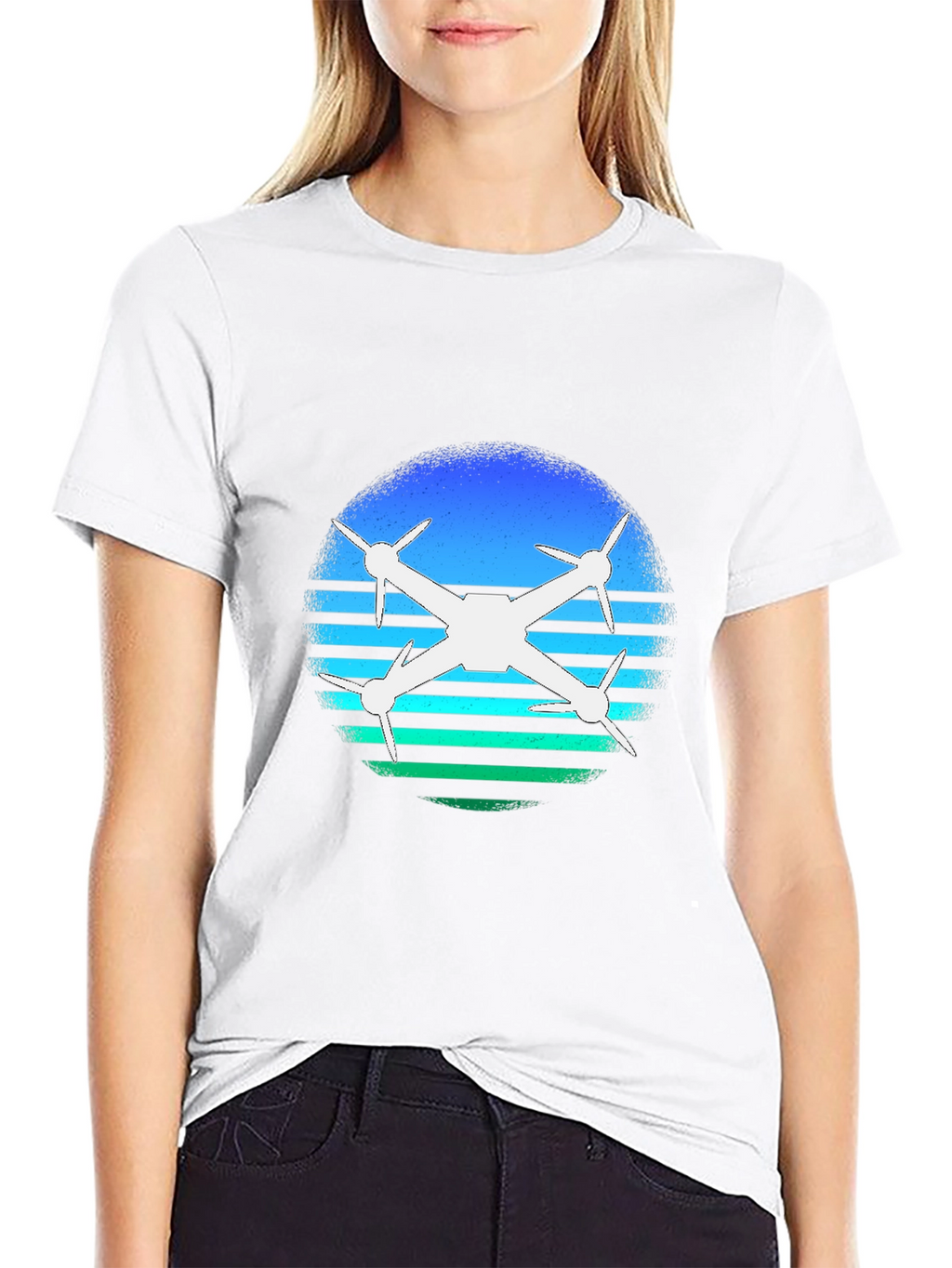 Drone Silhouette T-Shirt - Retro Style
