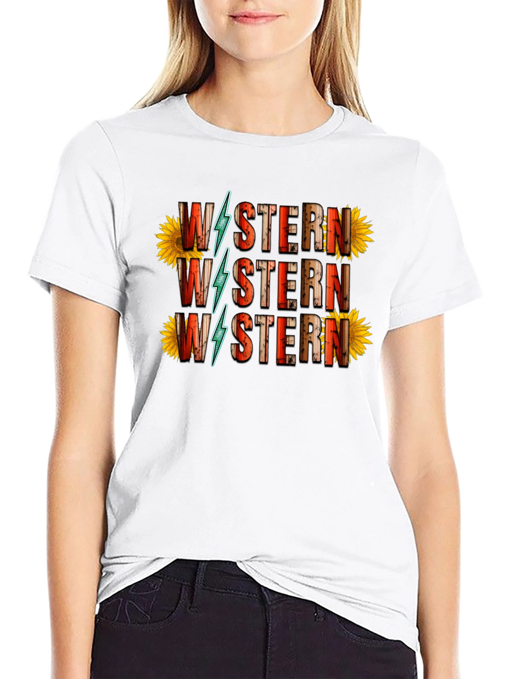 Western Sunflower Graphic Tee - Black