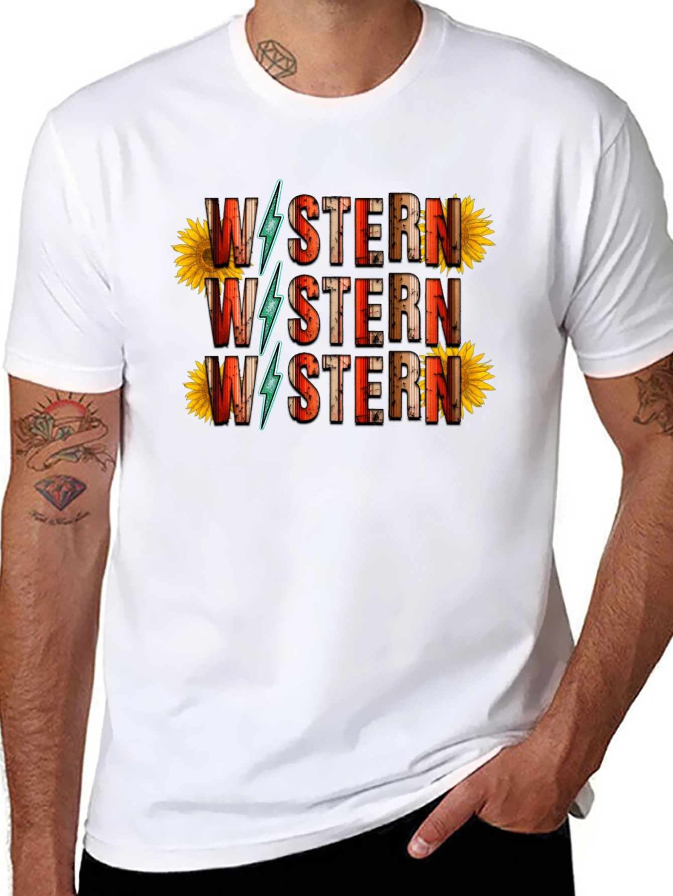 Western Sunflower Graphic Tee - Black