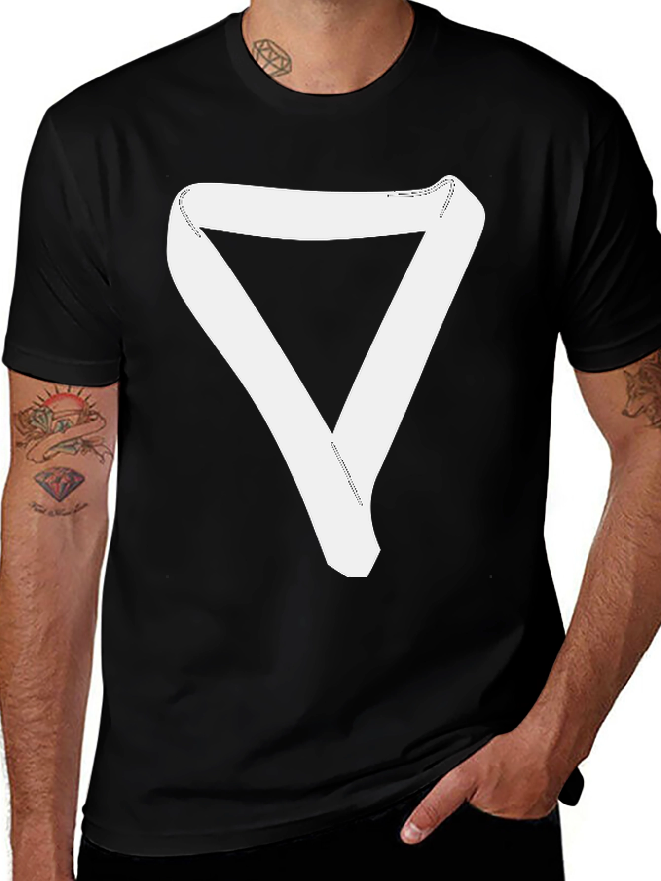 Minimalist Triangle Ribbon Graphic T-Shirt - Unisex