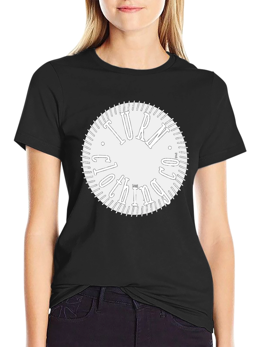Turn Clockwise Graphic Black Tee