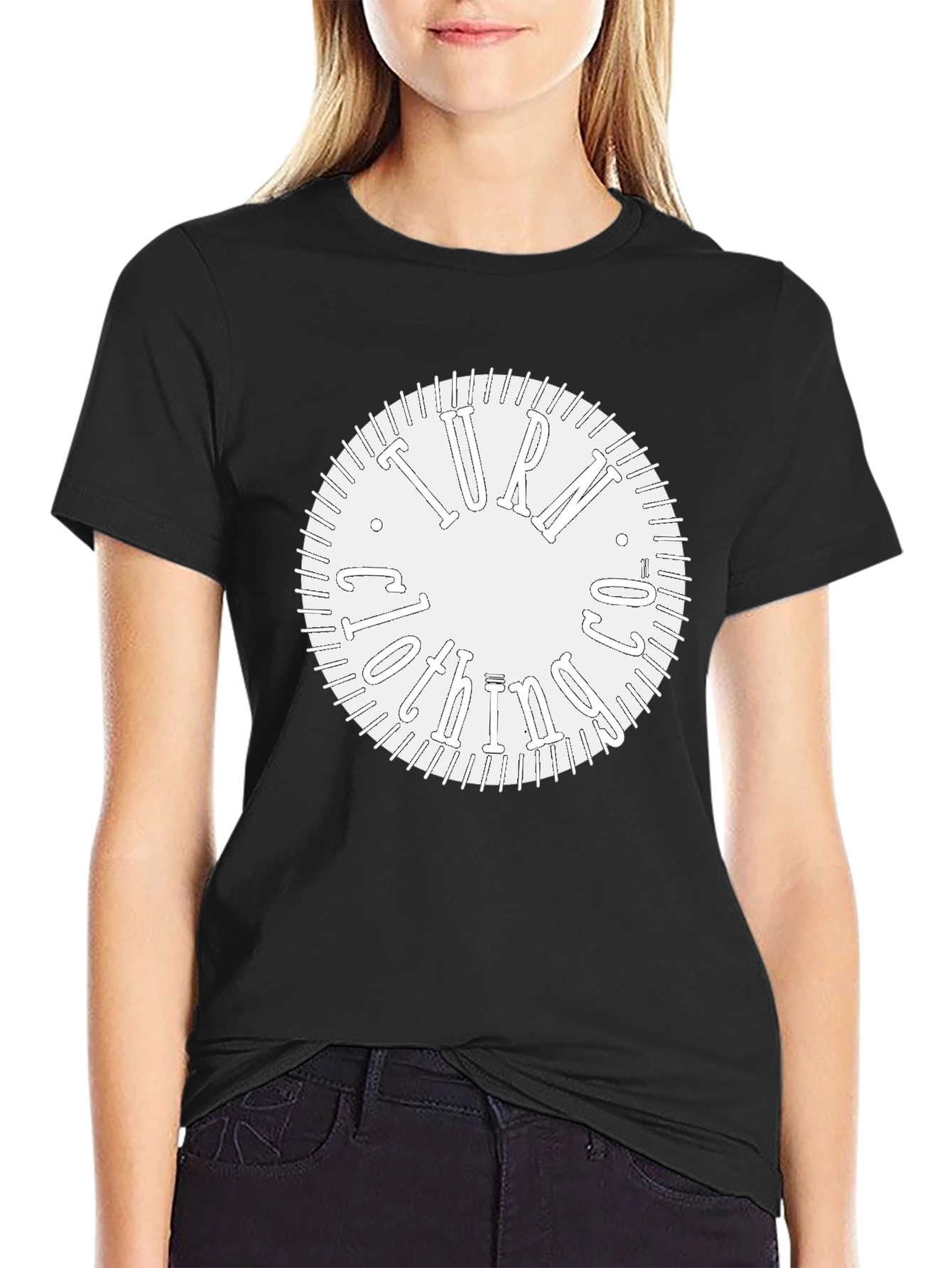 Turn Clockwise Graphic Black Tee