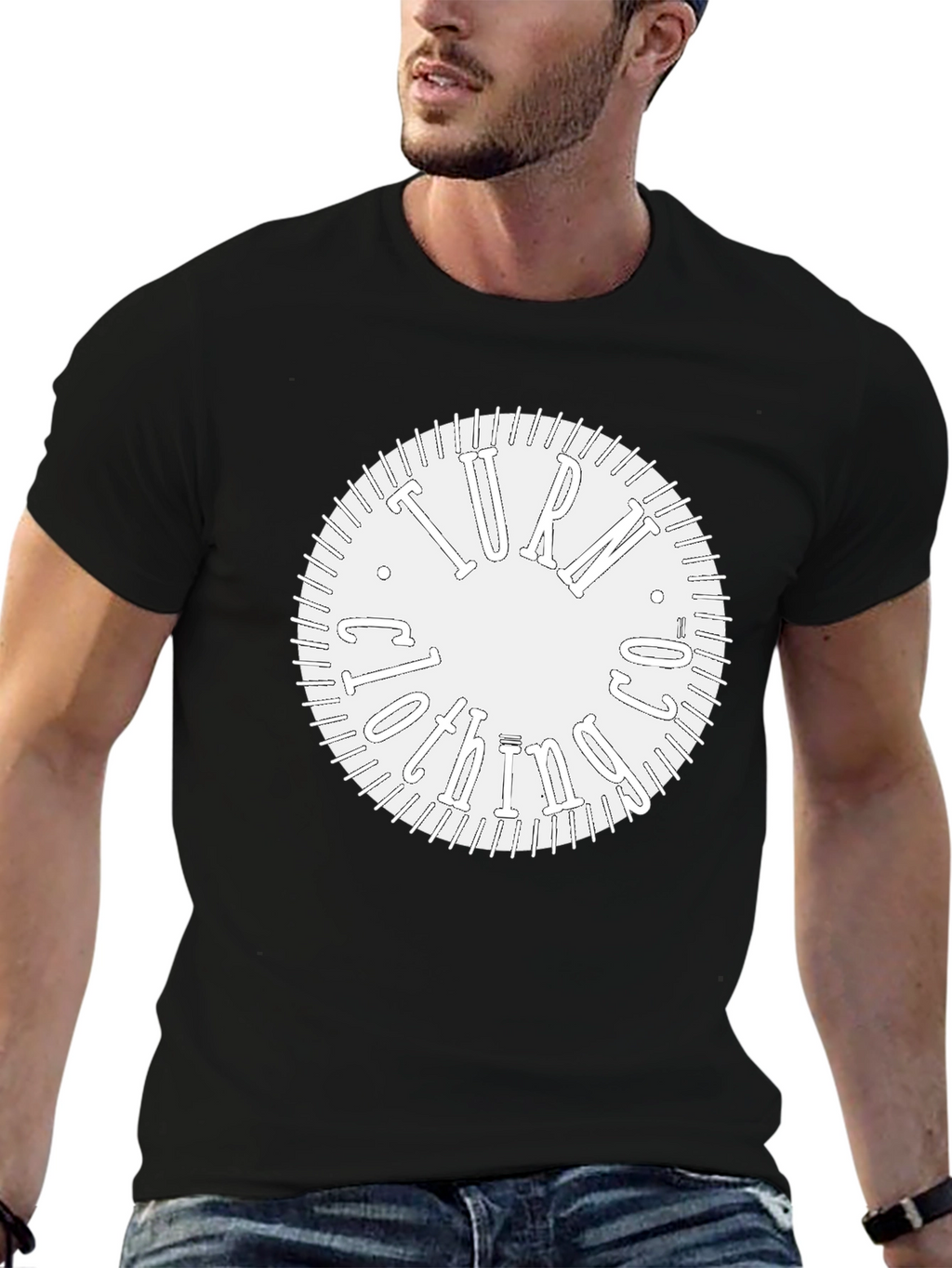 Turn Clockwise Graphic Black Tee
