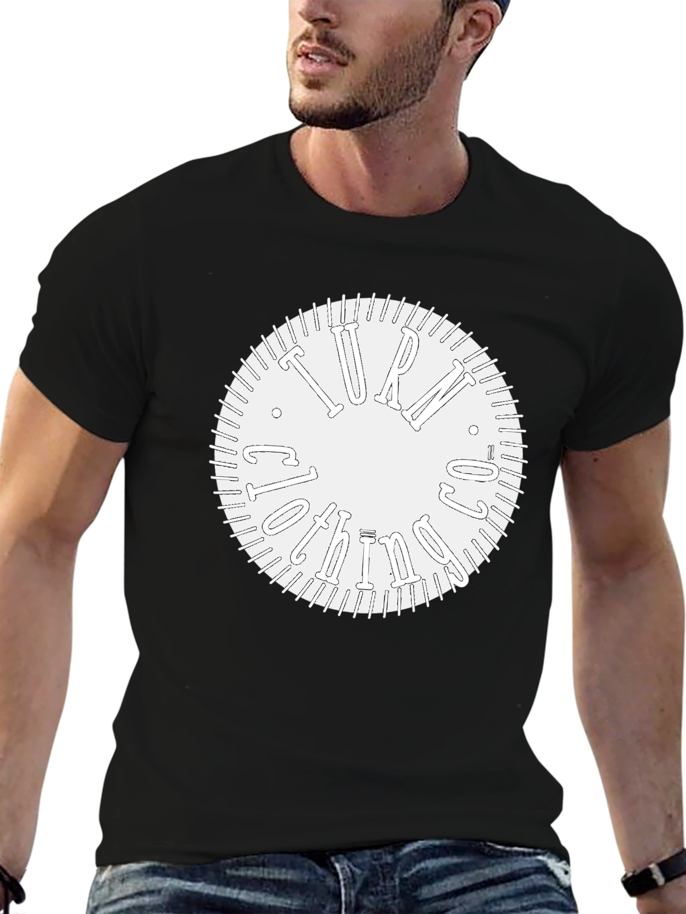 Turn Clockwise Graphic Black Tee