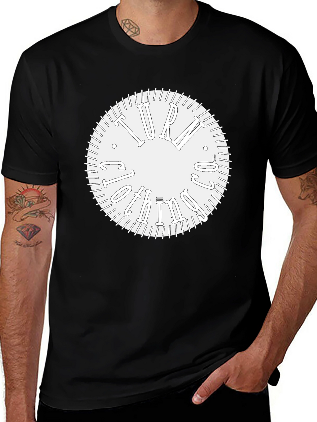 Turn Clockwise Graphic Black Tee