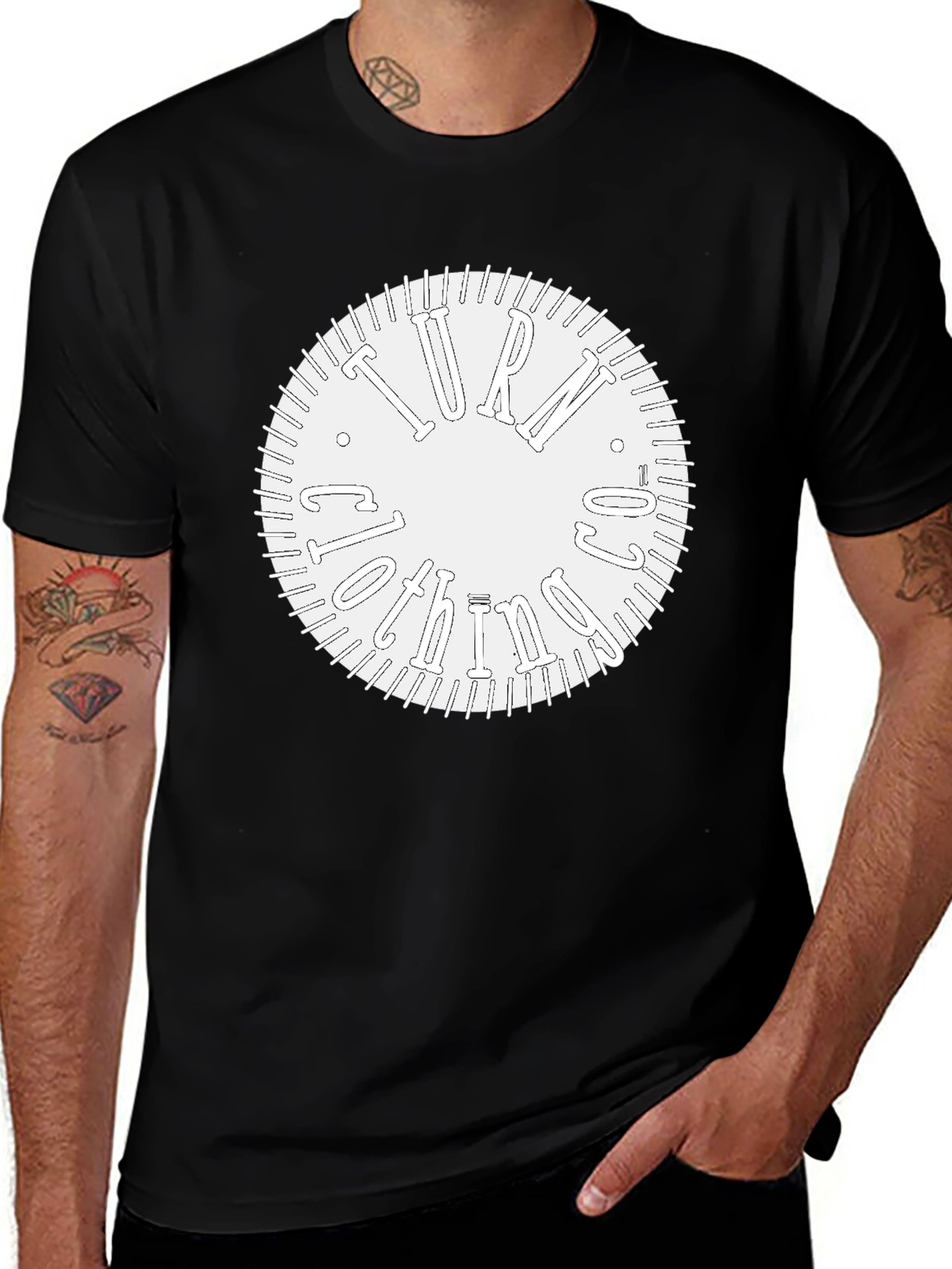 Turn Clockwise Graphic Black Tee