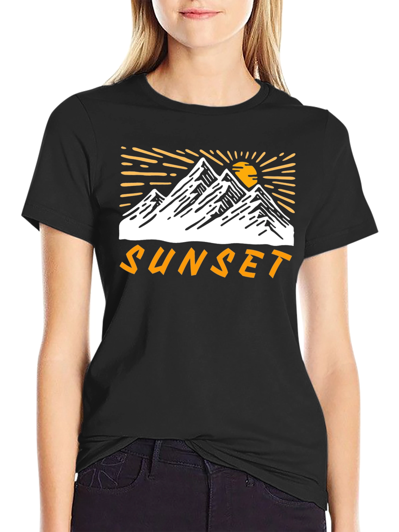 Sunset Mountain Graphic Tee - Black