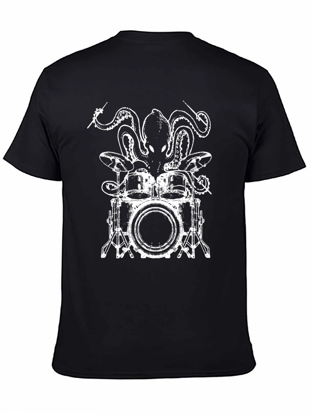 Octopus Drummer Black T-Shirt - Unique Graphic Tee