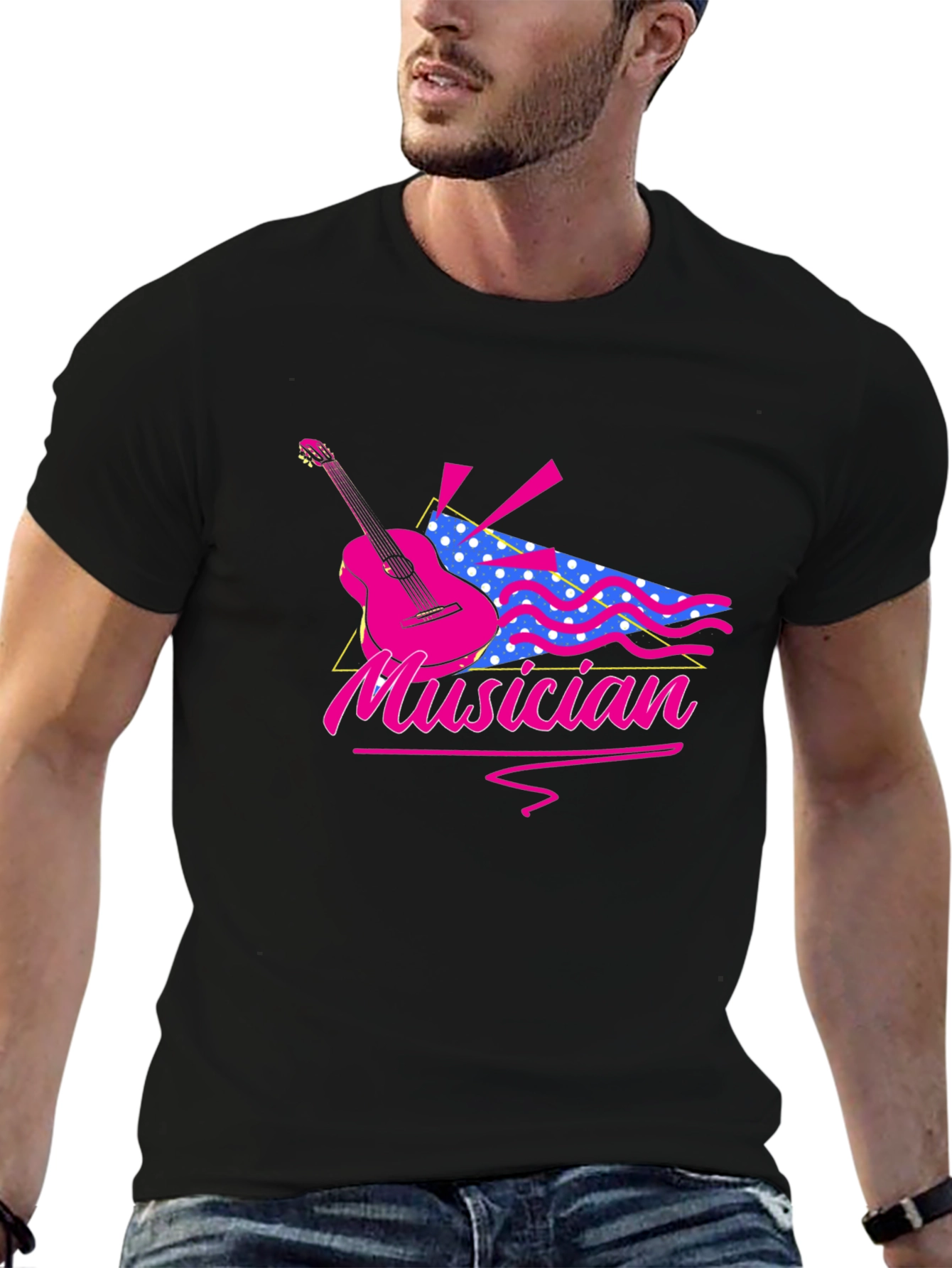 Musician Graphic T-Shirt - Retro Guitar Design