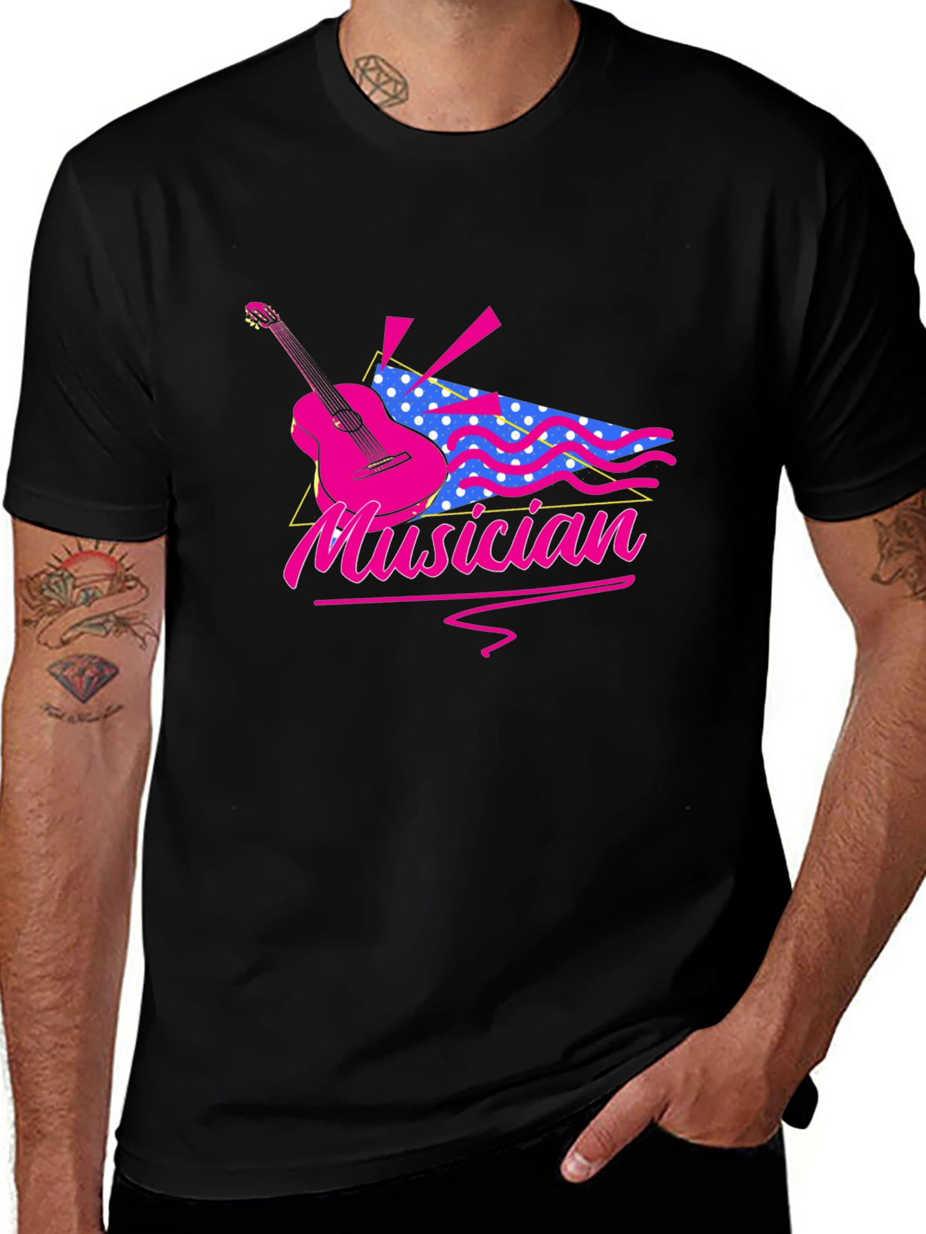 Musician Graphic T-Shirt - Retro Guitar Design
