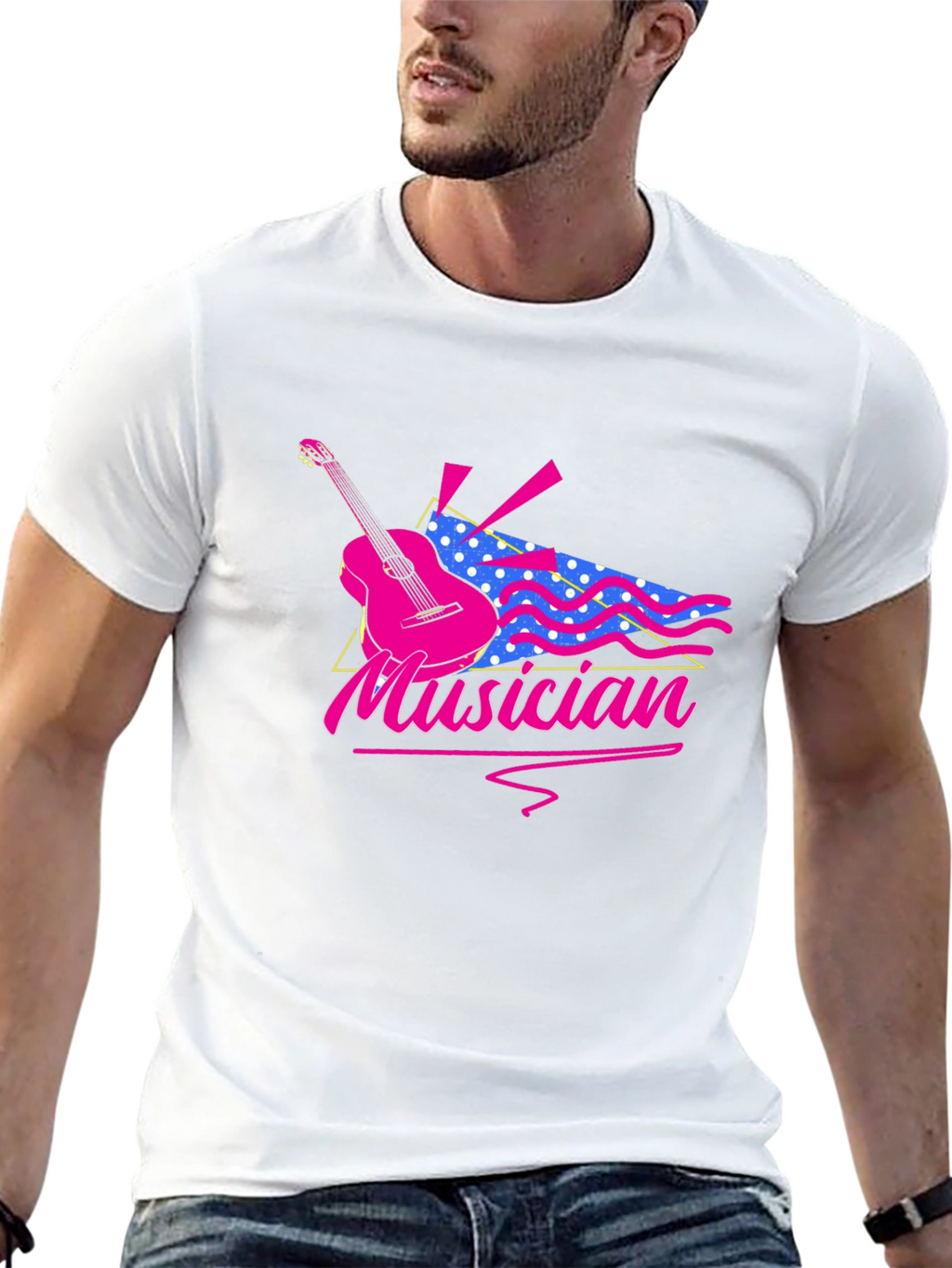 Musician Graphic T-Shirt - Retro Guitar Design