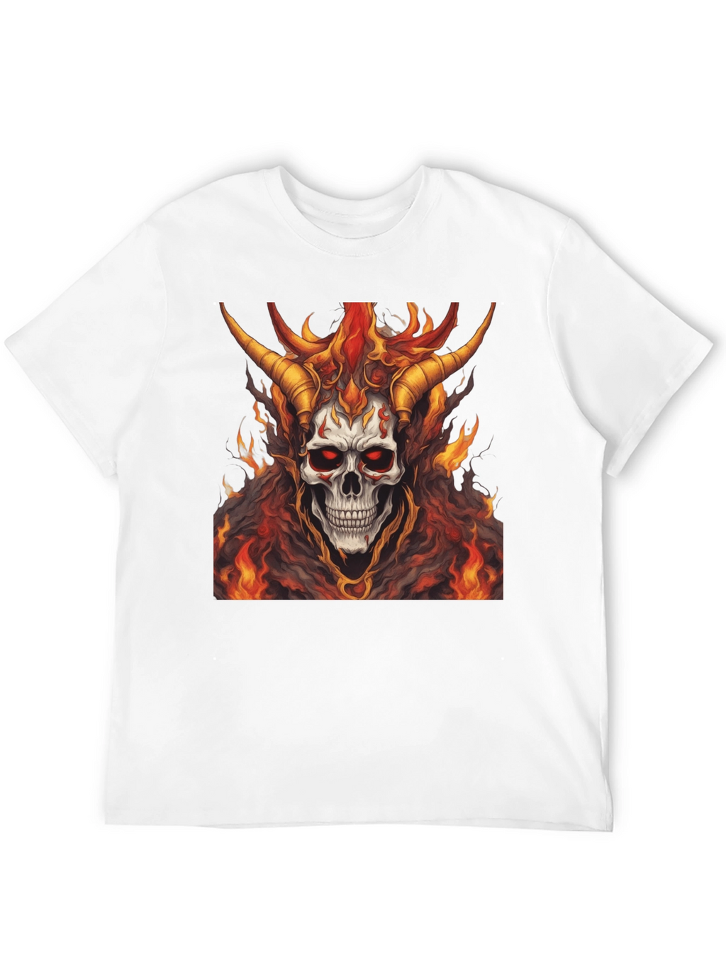 Fiery Skull Graphic Tee - Mens Black T-Shirt