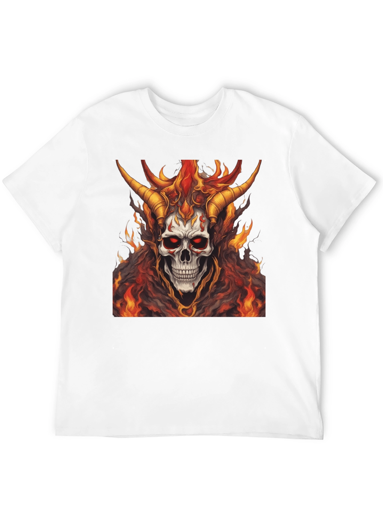 Fiery Skull Graphic Tee - Mens Black T-Shirt